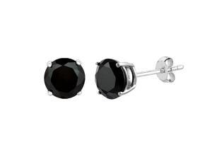 14k White Gold Round Black Cubic Zirconia Stud Earrings, 3mm 14k White Gold Round Black Cubic Zirconia Stud Earrings, 3mm