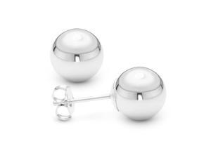 14K White Gold Ball Stud Earrings, 8mm 14K White Gold Ball Stud Earrings, 8mm