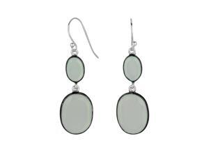 Double Drop Aqua Chalcedony Oval Gems Drop Earrings Set In Sterling Silver Double Drop Aqua Chalcedony Oval Gems Drop Earrings Set In Sterling Silver