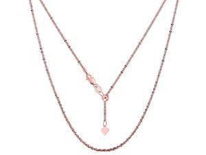 Sterling Silver Rose Tone Plated 22" Sliding Adjustable Sparkle Chain Necklace, 1.5mm Sterling Silver Rose Tone Plated 22" Sliding Adjustable Sparkle Chain Necklace, 1.5mm