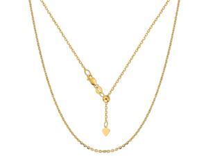 Sterling Silver Yellow Tone Plated 22" Sliding Adjustable Cable Chain Necklace, 1.5mm Sterling Silver Yellow Tone Plated 22" Sliding Adjustable Cable Chain Necklace, 1.5mm
