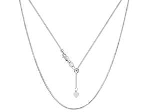Sterling Silver Rhodium Plated 22" Sliding Adjustable Chain - Width 1.2mm Sterling Silver Rhodium Plated 22" Sliding Adjustable Chain - Width 1.2mm