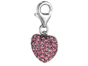 Sterling Silver And Crystal Clip On Heart Charm Sterling Silver And Crystal Clip On Heart Charm