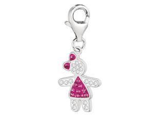 Sterling Silver And Crystal October Birthstone Clip On Girl Charm Sterling Silver And Crystal October Birthstone Clip On Girl Charm