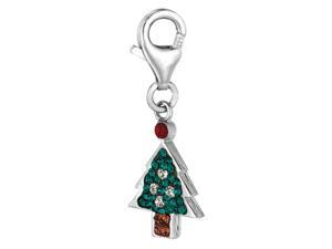 Sterling Silver Crystal Clip On Christmas Tree Charm Sterling Silver Crystal Clip On Christmas Tree Charm