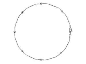 Fancy Beads Link Chain Anklet In Sterling Silver, 10" Fancy Beads Link Chain Anklet In Sterling Silver, 10"