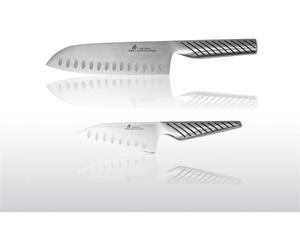 Zhen Japanese Stainless Steel Santoku Hollow Ground Chef's Knife 7" + Vegetable Knife Zhen Japanese Stainless Steel Santoku Hollow Ground Chef's Knife 7" + Vegetable Knife