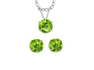 2.00 ctw Genuine Peridot Pendant Solid Sterling Silver & Earrings Set 2.00 ctw Genuine Peridot Pendant Solid Sterling Silver & Earrings Set