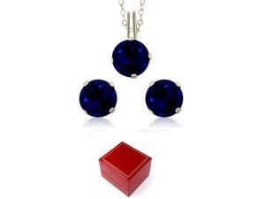 3.00 CTW Created Sapphire Earring & Pendant Set in Solid Sterling Silver 3.00 CTW Created Sapphire Earring & Pendant Set in Solid Sterling Silver