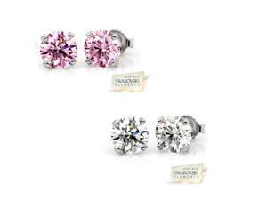 Sight Holder Diamonds 2.00 CTW Pink & Clear Swarovski Elements in Sterling Silver Stud Earrings (2 Pairs) Sight Holder Diamonds 2.00 CTW Pink & Clear Swarovski Elements in Sterling Silver Stud Earrings (2 Pairs)