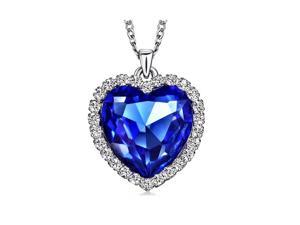 12.00ctw Lab Created Sapphire & Swarovski Pendant In Sterling Silver 12.00ctw Lab Created Sapphire & Swarovski Pendant In Sterling Silver