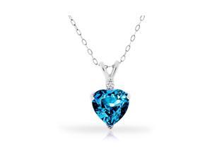 4.00 Ctw Blue Topaz & Diamond Pendant In Sterling Silver 4.00 Ctw Blue Topaz & Diamond Pendant In Sterling Silver