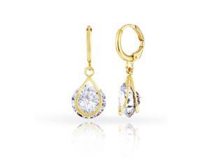 VOSS+ AGGIN 3.00ctw Floating Swarovski Elements Crystals In 18K Gold Plated Drop Earrings VOSS+ AGGIN 3.00ctw Floating Swarovski Elements Crystals In 18K Gold Plated Drop Earrings