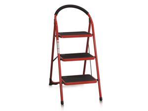 Furinno FNBJ-22116 EASi 3-Step Folding Step Stool, Red Furinno FNBJ-22116 EASi 3-Step Folding Step Stool, Red
