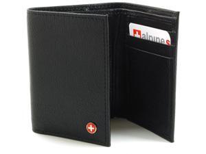 Alpine Swiss Men's Black Lambskin Leather Trifold Wallet Alpine Swiss Men's Black Lambskin Leather Trifold Wallet