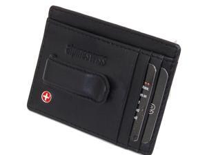 Alpine Swiss Men’s Leather Spring Money Clip Front Pocket Wallet Alpine Swiss Men’s Leather Spring Money Clip Front Pocket Wallet