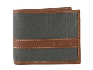 Timberland Hip Bifold Wallet Vaxed Canvas & Leather Trim Passcase Billfold Men's Timberland Hip Bifold Wallet Vaxed Canvas & Leather Trim Passcase Billfold Men's