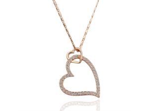 18K Rose Gold Plated Rhinestone Crystal Heart Pendant Necklace 18K Rose Gold Plated Rhinestone Crystal Heart Pendant Necklace