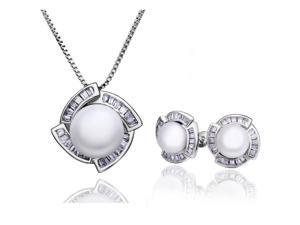 18K gold plated CZ Freshwater Pearl 2 piece jewelry set 18K gold plated CZ Freshwater Pearl 2 piece jewelry set