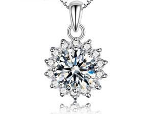 I. M. Jewelry Sterling Silver Sunflower diamond simulants Pendant Necklace I. M. Jewelry Sterling Silver Sunflower diamond simulants Pendant Necklace