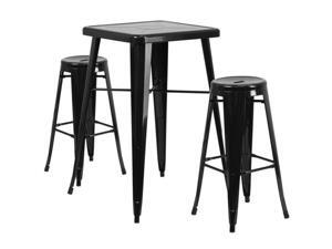 Flash Furniture Orange Metal Indoor-Outdoor Bar Table Set with 2 Vertical Slat Back Barstools Flash Furniture Orange Metal Indoor-Outdoor Bar Table Set with 2 Vertical Slat Back Barstools