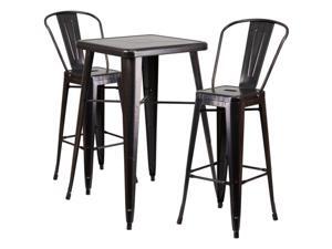 Flash Furniture Blue Metal Indoor-Outdoor Bar Table Set with 2 Barstools Flash Furniture Blue Metal Indoor-Outdoor Bar Table Set with 2 Barstools