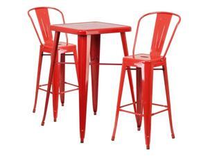 Flash Furniture Orange Metal Indoor-Outdoor Bar Table Set with 2 Barstools Flash Furniture Orange Metal Indoor-Outdoor Bar Table Set with 2 Barstools