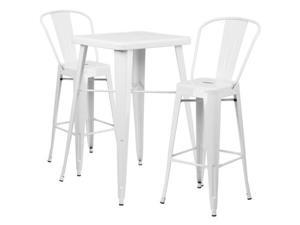Flash Furniture Silver Metal Indoor-Outdoor Bar Table Set with 2 Barstools Flash Furniture Silver Metal Indoor-Outdoor Bar Table Set with 2 Barstools