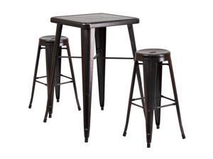 Flash Furniture Blue Metal Indoor-Outdoor Bar Table Set with 2 Backless Barstools Flash Furniture Blue Metal Indoor-Outdoor Bar Table Set with 2 Backless Barstools