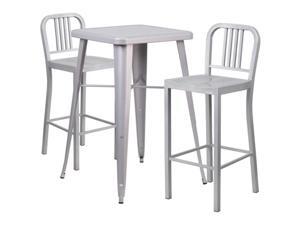 Flash Furniture Red Metal Indoor-Outdoor Bar Table Set with 2 Vertical Slat Back Barstools Flash Furniture Red Metal Indoor-Outdoor Bar Table Set with 2 Vertical Slat Back Barstools