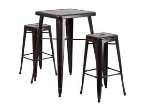 Flash Furniture Blue Metal Indoor-Outdoor Bar Table Set with 2 Backless Barstools Flash Furniture Blue Metal Indoor-Outdoor Bar Table Set with 2 Backless Barstools
