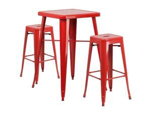 Flash Furniture Orange Metal Indoor-Outdoor Bar Table Set with 2 Backless Barstools Flash Furniture Orange Metal Indoor-Outdoor Bar Table Set with 2 Backless Barstools