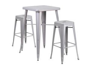 Flash Furniture Red Metal Indoor-Outdoor Bar Table Set with 2 Backless Barstools Flash Furniture Red Metal Indoor-Outdoor Bar Table Set with 2 Backless Barstools
