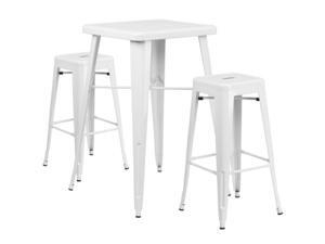 Flash Furniture Silver Metal Indoor-Outdoor Bar Table Set with 2 Backless Barstools Flash Furniture Silver Metal Indoor-Outdoor Bar Table Set with 2 Backless Barstools