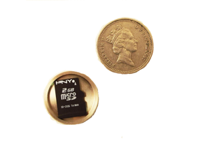 Covert Hollow Spy Coin Micro SD Card Holder (Pound) Covert Hollow Spy Coin Micro SD Card Holder (Pound)