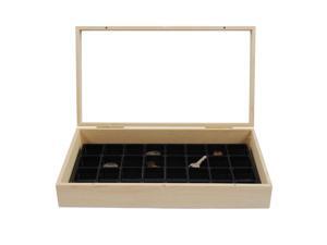 15" Glass Top Wooden Jewelry Display Box & 32 Compartment Liner Tray 15" Glass Top Wooden Jewelry Display Box & 32 Compartment Liner Tray