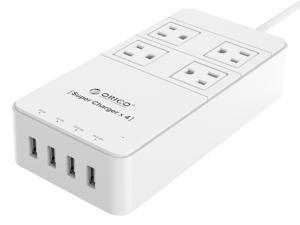 ORICO 4 Outlets Power Strip with Surge Protector, Built-in 5 Ft. Cord, 4 USB Intelligence Charging Ports (5V 2.4A 34W) for iPhone 7/7Puls/6S/6S P/5SE/iPad/LG/Samsung/HTC/Nexu - White (TPC-4A4U-WH) ORICO 4 Outlets Power Strip with Surge Protector, Built-in 5 Ft. Cord, 4 USB Intelligence Charging Ports (5V 2.4A 34W) for iPhone 7/7Puls/6S/6S P/5SE/iPad/LG/Samsung/HTC/Nexu - White (TPC-4A4U-WH)