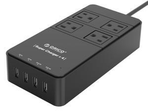 ORICO 4 Outlets Power Strip with Surge Protector, Built-in 5 Ft. Cord, 4 USB Intelligence Charging Ports (5V 2.4A / 1A) for iPhone 7/7Puls/6S/6S P/5SE/iPad/LG/Samsung/HTC/Nexus - Black (TPC-4A4U-US) ORICO 4 Outlets Power Strip with Surge Protector, Built-in 5 Ft. Cord, 4 USB Intelligence Charging Ports (5V 2.4A / 1A) for iPhone 7/7Puls/6S/6S P/5SE/iPad/LG/Samsung/HTC/Nexus - Black (TPC-4A4U-US)