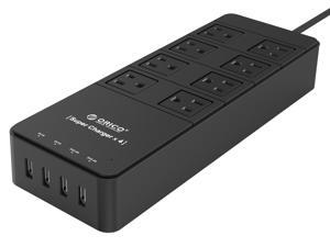 ORICO 8 Outlets Power Strip with Surge Protector, Built-in 5 Ft. Cord, 4 USB Intelligence Charging Ports (2*5V2.4A + 2*5V1A) for iPhone, iPad, Galaxy S6 / S6 Edge, Nexus and More - Black TPC-8A4U-BK ORICO 8 Outlets Power Strip with Surge Protector, Built-in 5 Ft. Cord, 4 USB Intelligence Charging Ports (2*5V2.4A + 2*5V1A) for iPhone, iPad, Galaxy S6 / S6 Edge, Nexus and More - Black TPC-8A4U-BK