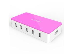 ORICO CST-5U 40W 5-Port USB Charger with OTG Access to Android or Windows Smartphones, Tablets, 2 x 5V2.4A Charging Ports with Quick Charge Technology and 3 x 5V1A Regular Ports - Pink ORICO CST-5U 40W 5-Port USB Charger with OTG Access to Android or Windows Smartphones, Tablets, 2 x 5V2.4A Charging Ports with Quick Charge Technology and 3 x 5V1A Regular Ports - Pink
