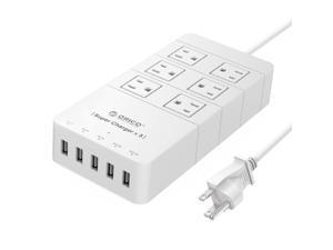 ORICO HPC-6A5U 40W 6 Outlets Power Strip with Surge Protector - 5 USB Intelligence Charging Ports - White ORICO HPC-6A5U 40W 6 Outlets Power Strip with Surge Protector - 5 USB Intelligence Charging Ports - White