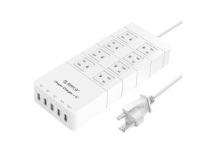 ORICO 8 Outlet Power Strip with Surge Protector, Built-in 5 Ft. Cord, 5 USB Intelligence Charging Ports for iPhone 7/7Puls/6S/6S P , iPad, Samsung Galaxy S6 /S6 Edge, Nexus and More - White (HPC-8A5U) ORICO 8 Outlet Power Strip with Surge Protector, Built-in 5 Ft. Cord, 5 USB Intelligence Charging Ports for iPhone 7/7Puls/6S/6S P , iPad, Samsung Galaxy S6 /S6 Edge, Nexus and More - White (HPC-8A5U)