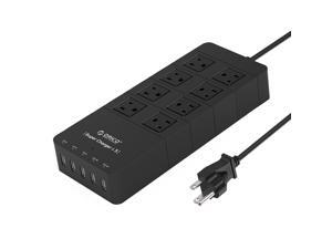 ORICO 8 Outlet Power Strip with Surge Protector, Built-in 5 Ft. Cord, 5 USB Intelligence Charging Ports for iPhone 7/7Puls/6S/6S P , iPad, Samsung Galaxy S6 /S6 Edge, Nexus and More - Black (HPC-8A5U) ORICO 8 Outlet Power Strip with Surge Protector, Built-in 5 Ft. Cord, 5 USB Intelligence Charging Ports for iPhone 7/7Puls/6S/6S P , iPad, Samsung Galaxy S6 /S6 Edge, Nexus and More - Black (HPC-8A5U)