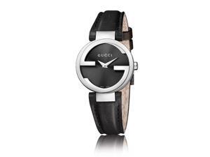Gucci Interlocking G Black Dial Black Leather Strap Ladies Watch YA133501 Gucci Interlocking G Black Dial Black Leather Strap Ladies Watch YA133501