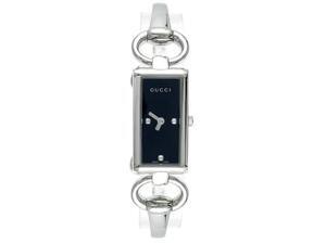 Gucci Tornabuoni Quartz Silvertone Bracelet Black Rectangle Dial Women's Watch - YA119503 Gucci Tornabuoni Quartz Silvertone Bracelet Black Rectangle Dial Women's Watch - YA119503