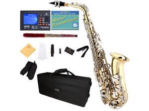 Mendini by Cecilio MAS-LN+92D+PB Gold Lacquered Body with Nickel Plated Keys E Flat Alto Saxophone - with Tuner, Case, Mouthpiece, 10 Reeds and More Mendini by Cecilio MAS-LN+92D+PB Gold Lacquered Body with Nickel Plated Keys E Flat Alto Saxophone - with Tuner, Case, Mouthpiece, 10 Reeds and More