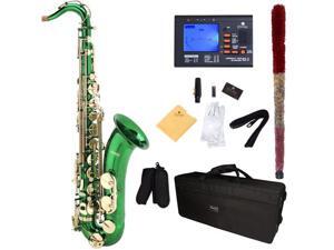 Mendini by Cecilio MTS-GL+92D Green Lacquered B Flat Alto Saxophone with Tuner, Case, Mouthpiece, 10 Reeds and More Mendini by Cecilio MTS-GL+92D Green Lacquered B Flat Alto Saxophone with Tuner, Case, Mouthpiece, 10 Reeds and More