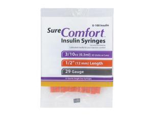 Sure Comfort Insulin Syringes 29 Gauge 3/10cc 1/2 in - 10 ea. Sure Comfort Insulin Syringes 29 Gauge 3/10cc 1/2 in - 10 ea.