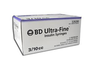 BD Ultra-Fine Insulin Syringes 30G 3/10cc 1/2 in - 90 ea BD Ultra-Fine Insulin Syringes 30G 3/10cc 1/2 in - 90 ea