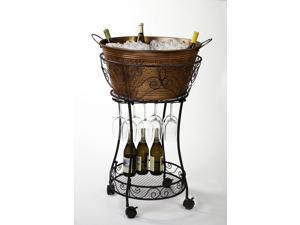 Hammered Faux Copper Chiller with Wine Glass Storage And Shelf Hammered Faux Copper Chiller with Wine Glass Storage And Shelf
